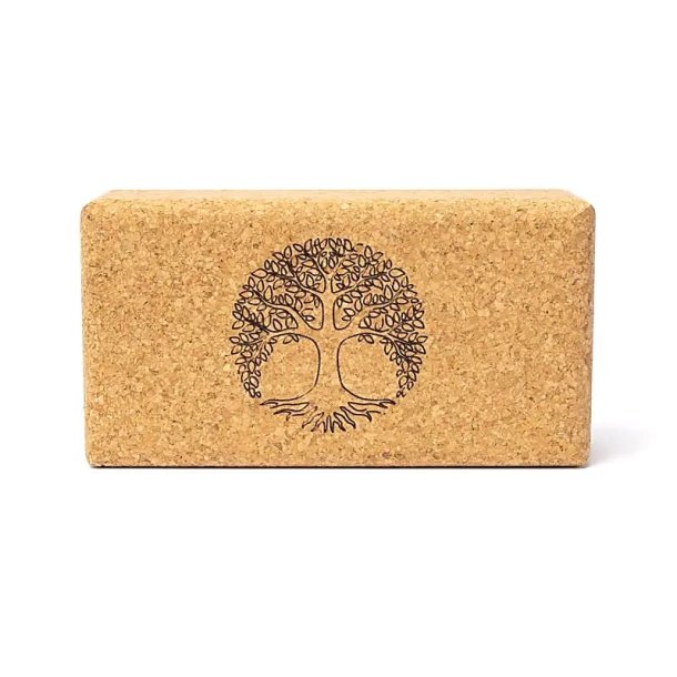 Yogablok i kork, Livets Tr� - 23 x 12 x 7,5 cm.