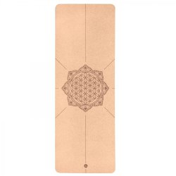 Bodhi Yogamtte af Naturgummi og Kork - Flower of Life - 185 x 66 x 4 mm.