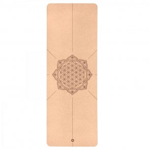 Bodhi Yogamtte af Naturgummi og Kork - Flower of Life - 185 x 66 x 4 mm.