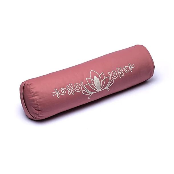 Yogi &amp; Yogini kologisk Yogaplle m. Boghvedeskaller Stvet rosa, Lotus - 16 x 60 cm.