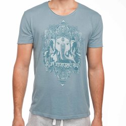 Bodhi Yoga T-shirt til herre med Ganesha - Vintage blue
