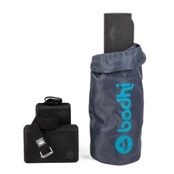 Bodhi Yogast FLOW med mtte, blokke og blte - Sort/Mrkegr