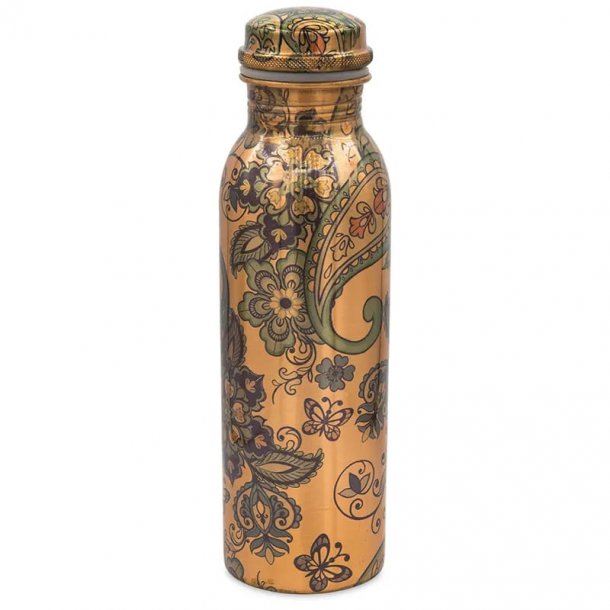Yogi &amp; Yogini Drikkeflaske af Kobber med skruelg "Paisley" - 750 ml.