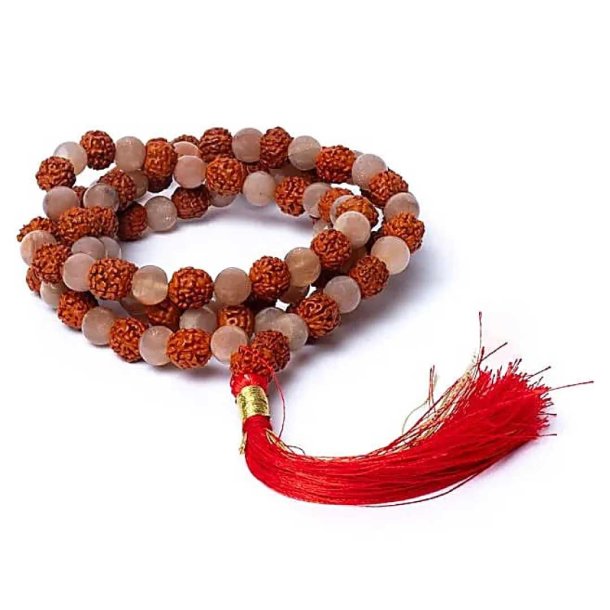 Mala Kde/Armbnd m. mnesten og rudraksha - 108 perler