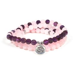 Mala Kde/Armbnd med Rosenkvarts og Ametyst - 108 perler