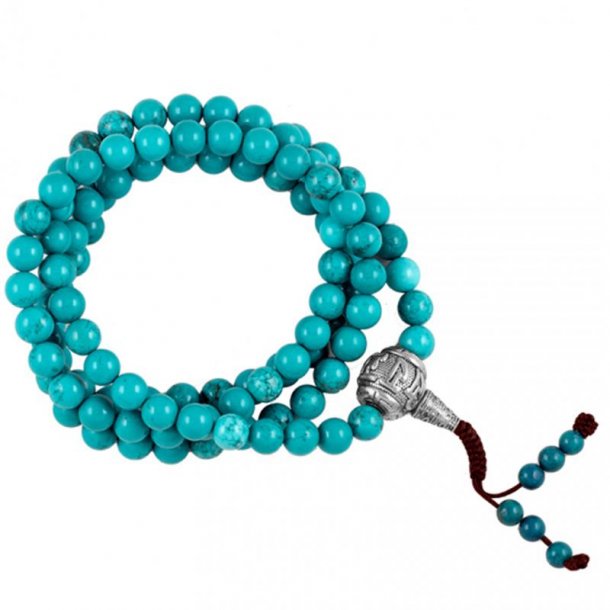 Mala Kde/Armbnd med Turkis af AA kvalitet og Guru-perle - 108 perler