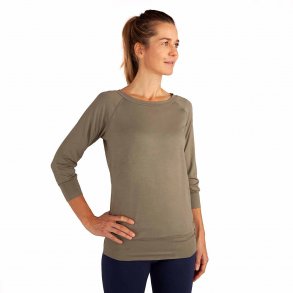 Yamadhi Yogabluse med 3/4 ærmer i viskose - Olivengrøn