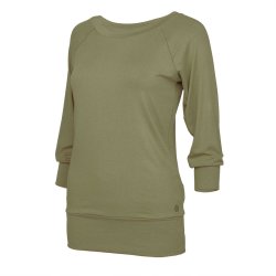 Yamadhi Yogabluse med 3/4 rmer i viskose - Olivengrn